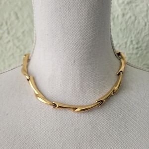 Vintage Monet Statement Necklace Choker Liquid Flow Links Gold Tone Retro 15-18"